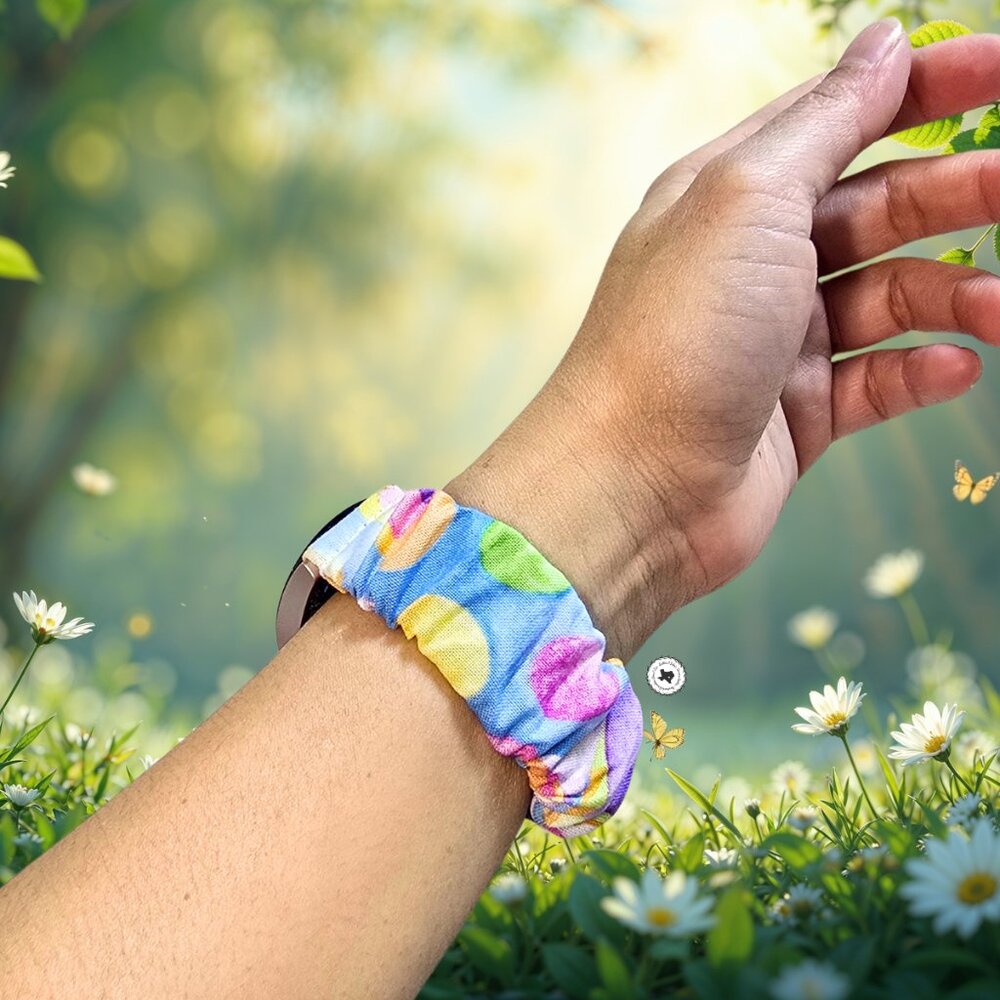 Blue Pastel Easter Egg Scrunchie Watch Band for Apple Watch, Fitbit, Samsung